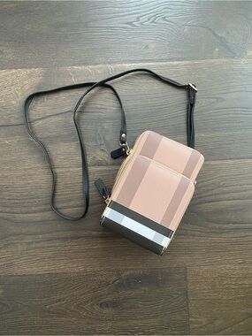 Blush Pink Plaid Phone Crossbody Wallet Bag